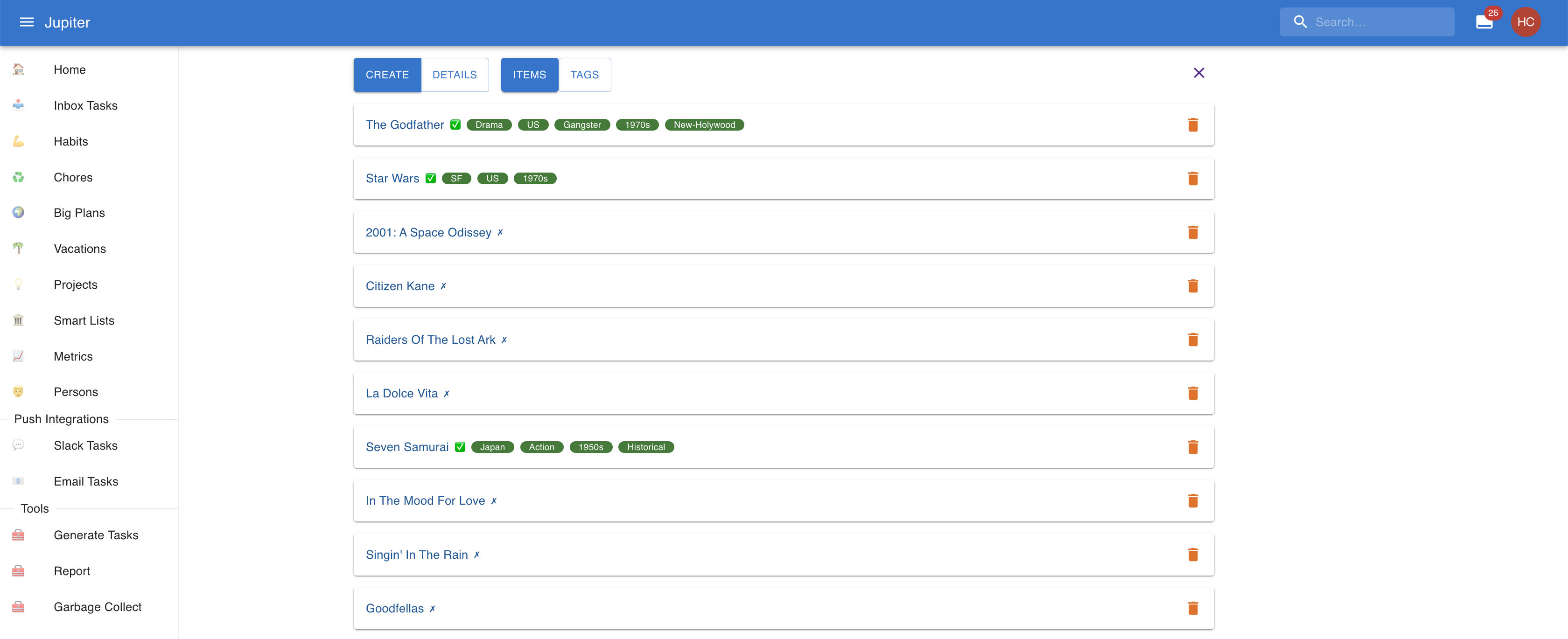 Smart list items